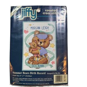 Dimensions Jiffy Summer Bears Baby Gift‎ Counted Cross Stitch Kit 16674 5x7 New